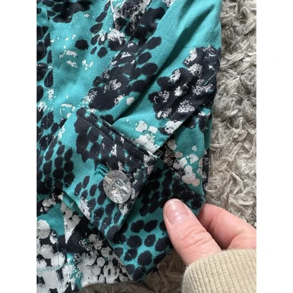 Berek Jacket Sz L Blue White Black Crystal Like Buttons Art To Wear Abstract - Picture 5 of 5